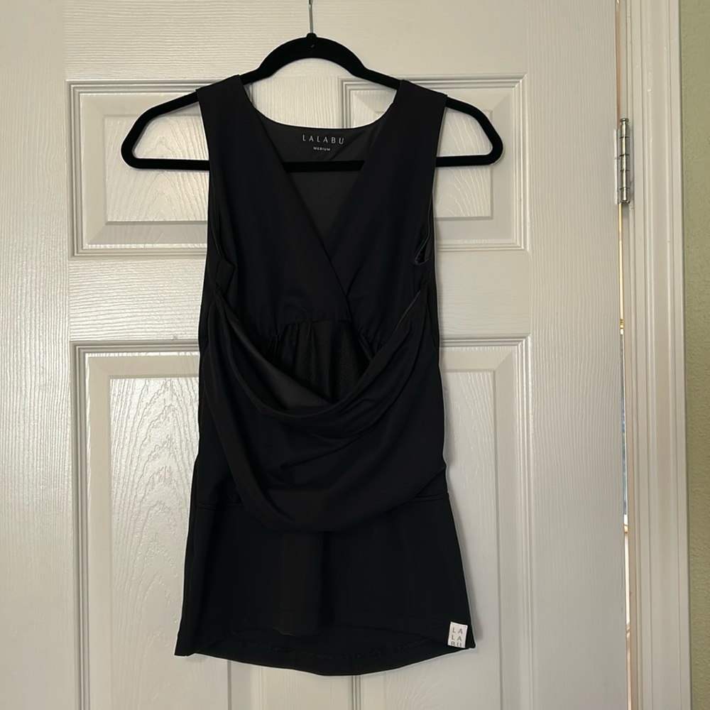 Lalabu Black Sleeveless Draped Tank Top